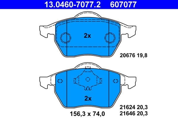 set placute frana,frana disc ATE 13.0460-7077.2