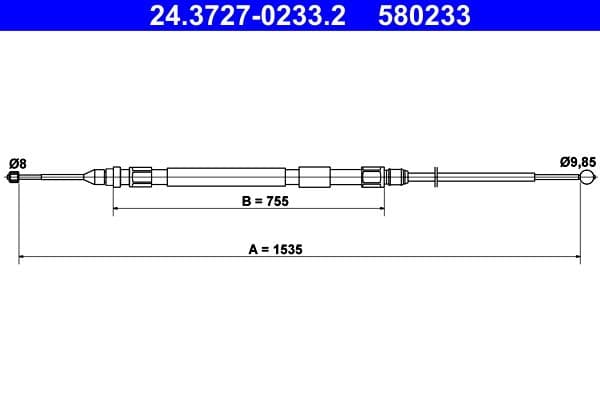Cablu, frana de parcare ATE 24.3727-0233.2