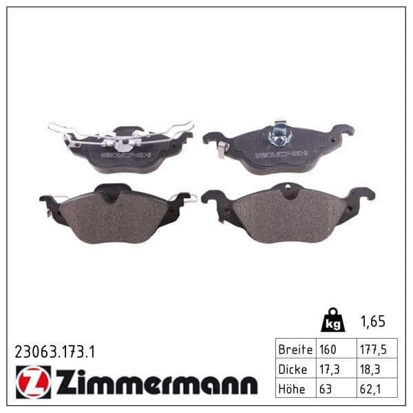 set placute frana,frana disc ZIMMERMANN 23063.173.1