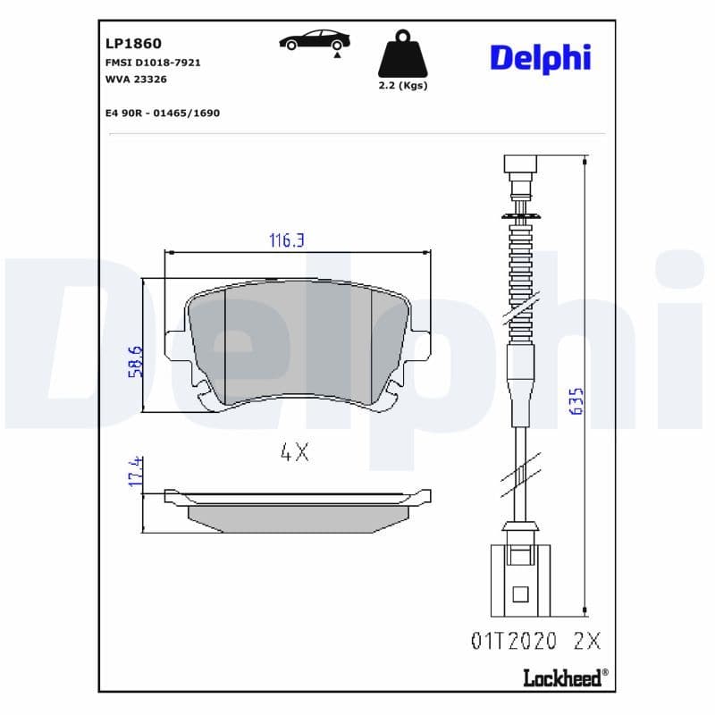 set placute frana,frana disc DELPHI LP1860