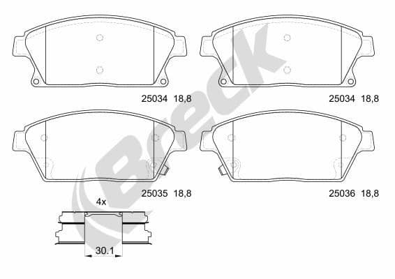 set placute frana,frana disc BRECK 25034 00 701 10