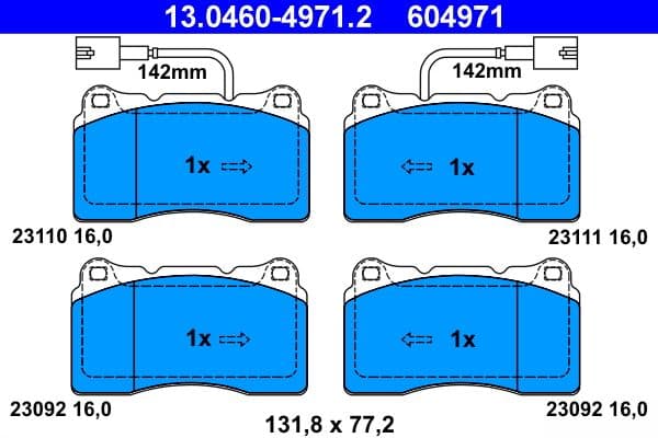 set placute frana,frana disc ATE 13.0460-4971.2