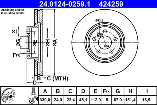 Disc frana ATE 24.0124-0259.1