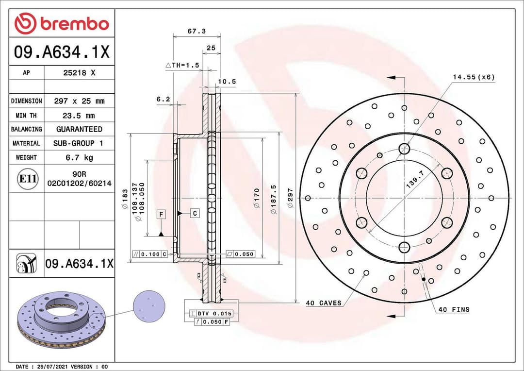 Disc frana BREMBO 09.A634.1X