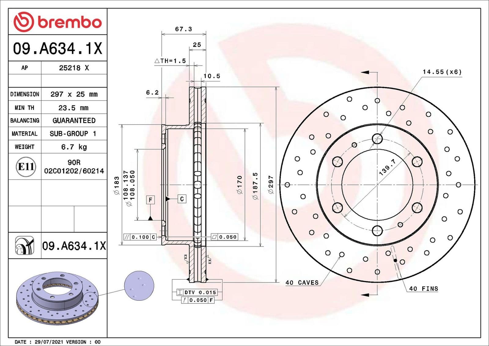 Disc frana BREMBO 09.A634.1X