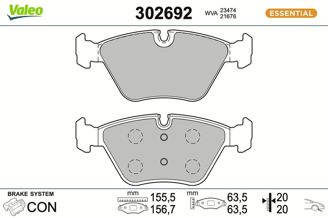 set placute frana,frana disc VALEO ESSENTIAL 302692