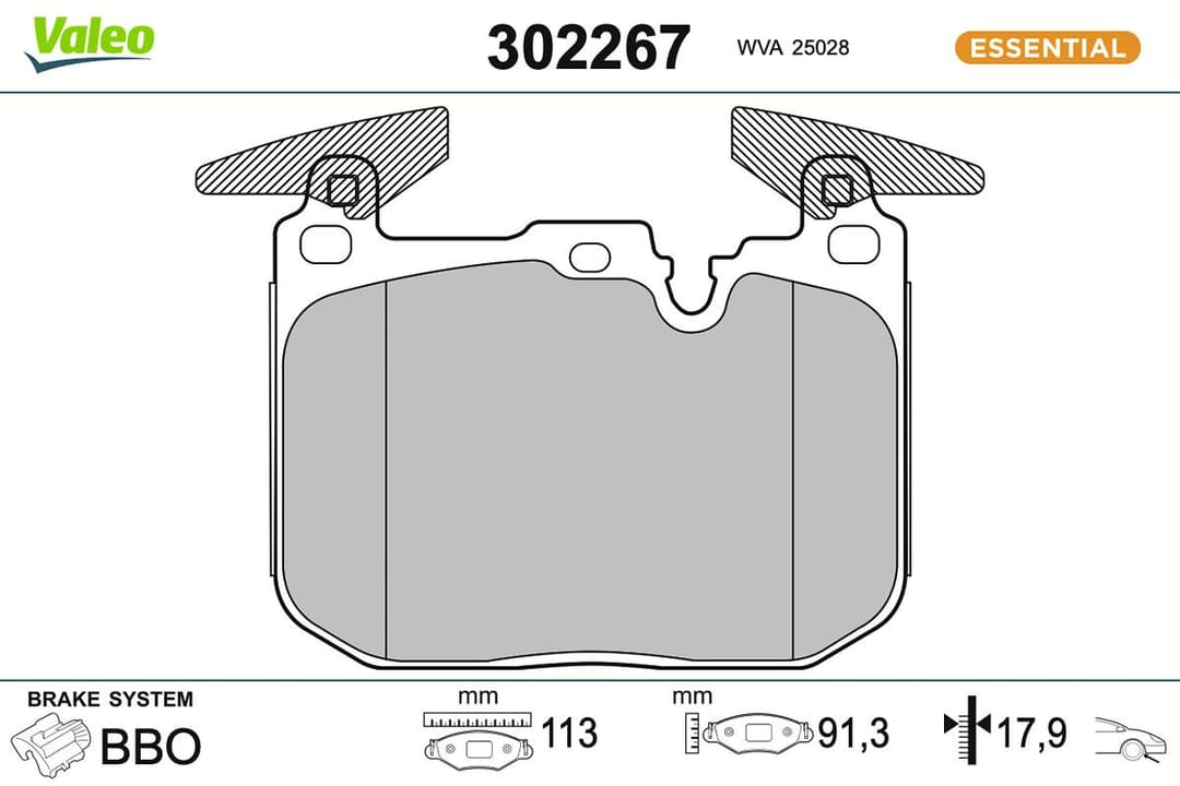 set placute frana,frana disc VALEO ESSENTIAL 302267