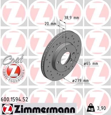 Disc frana ZIMMERMANN 600.1594.52