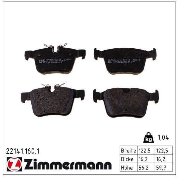 set placute frana,frana disc ZIMMERMANN 22141.160.1