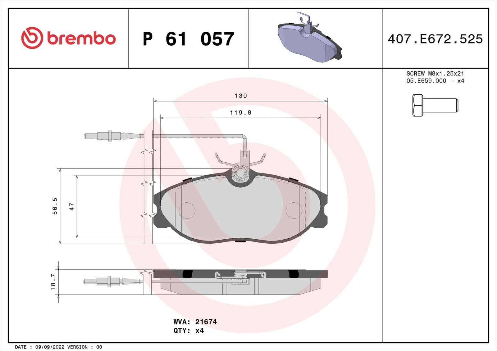 set placute frana,frana disc BREMBO PRIME LINE P 61 057