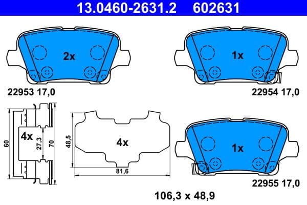 set placute frana,frana disc ATE 13.0460-2631.2