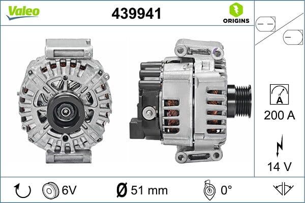 Generator / Alternator VALEO ORIGINS NEW OE TECHNOLOGY 439941