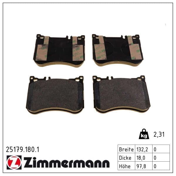 set placute frana,frana disc ZIMMERMANN 25179.180.1