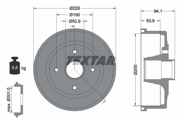 Tambur frana TEXTAR 94024200