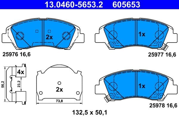 set placute frana,frana disc ATE 13.0460-5653.2