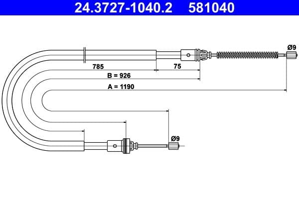 Cablu, frana de parcare ATE 24.3727-1040.2