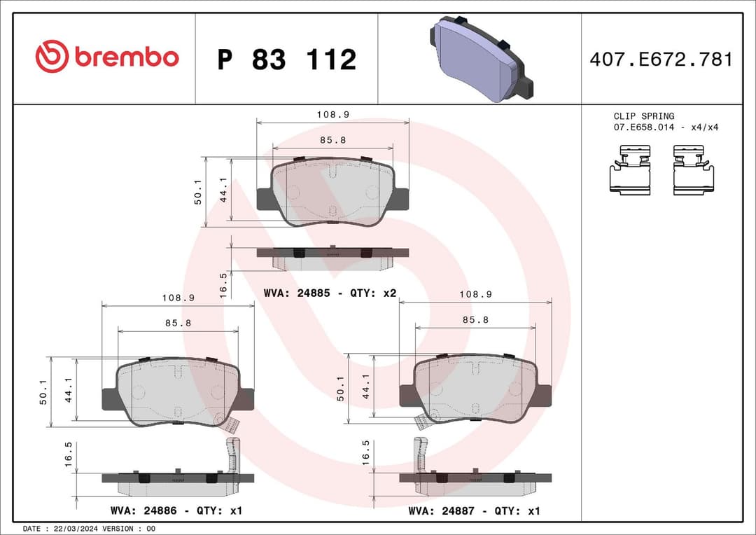 set placute frana,frana disc BREMBO PRIME LINE P 83 112