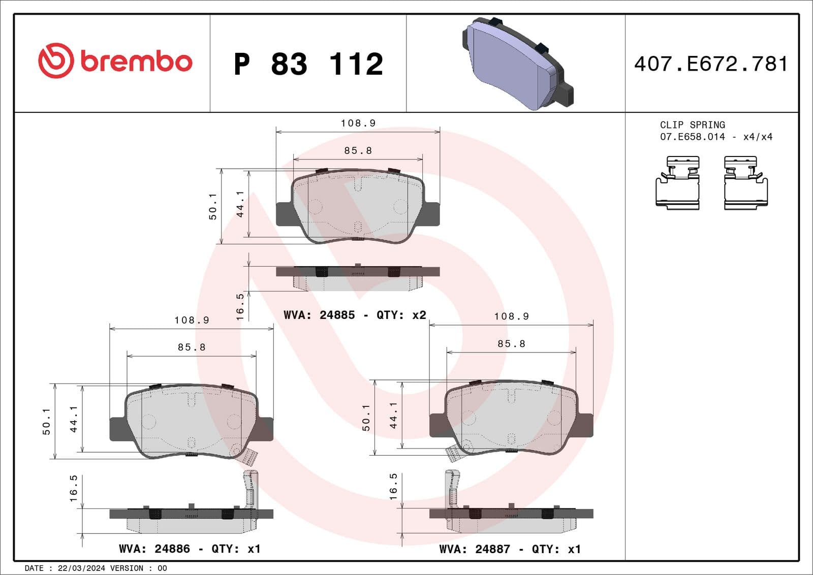 set placute frana,frana disc BREMBO PRIME LINE P 83 112
