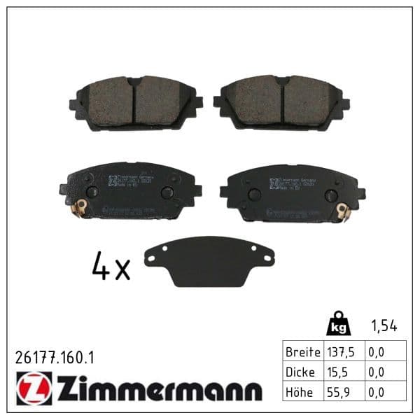 set placute frana,frana disc ZIMMERMANN 26177.160.1