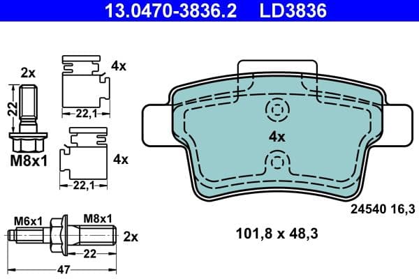 set placute frana,frana disc ATE Ceramic 13.0470-3836.2
