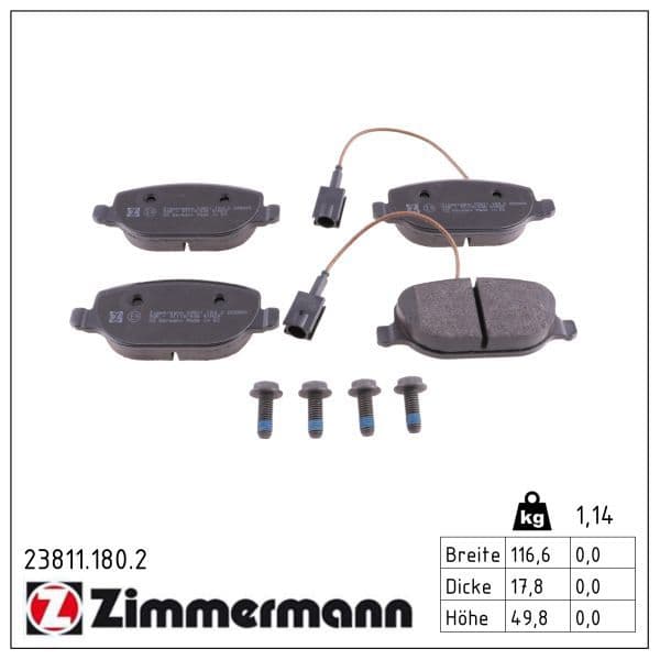 set placute frana,frana disc ZIMMERMANN 23811.180.2
