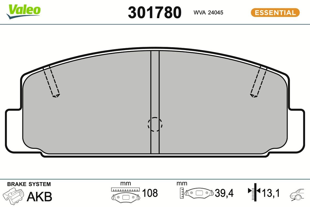 set placute frana,frana disc VALEO ESSENTIAL 301780