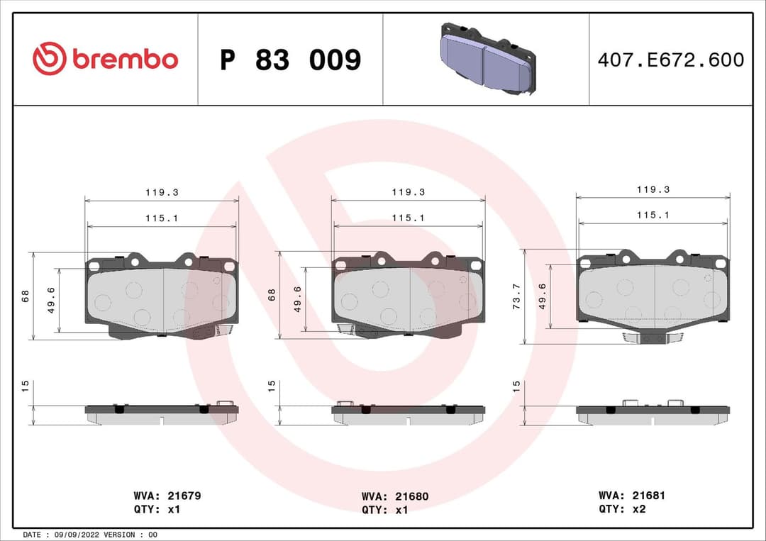 set placute frana,frana disc BREMBO PRIME LINE P 83 009
