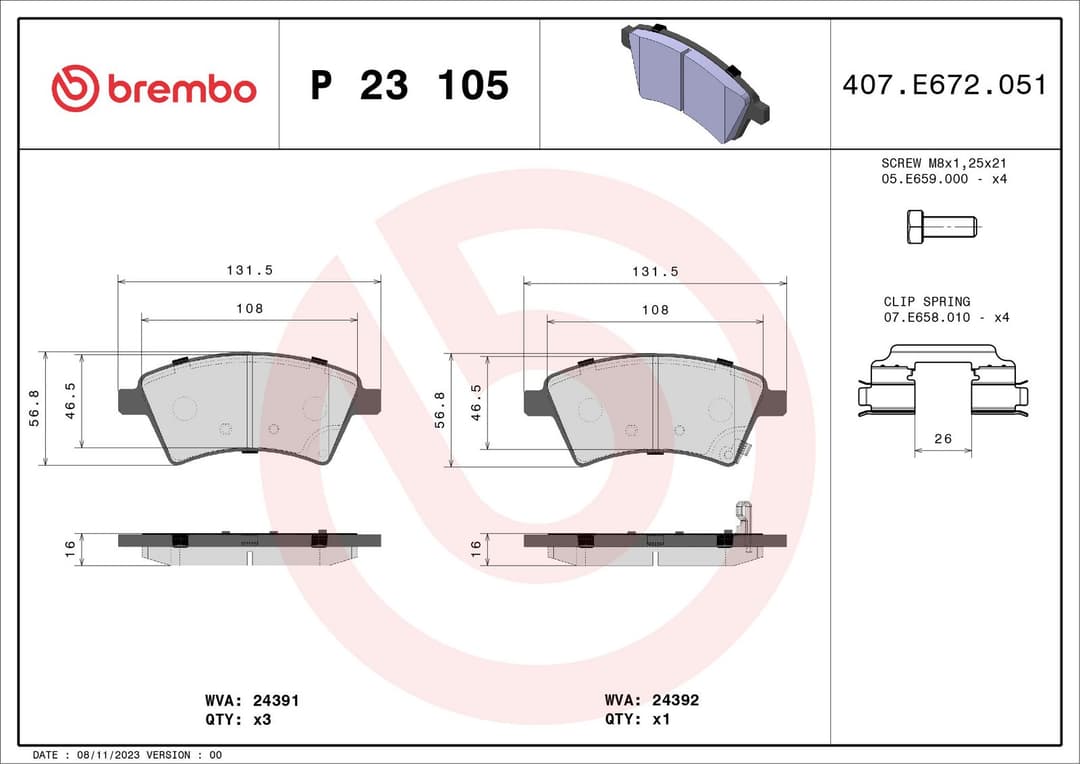 set placute frana,frana disc BREMBO PRIME LINE P 23 105