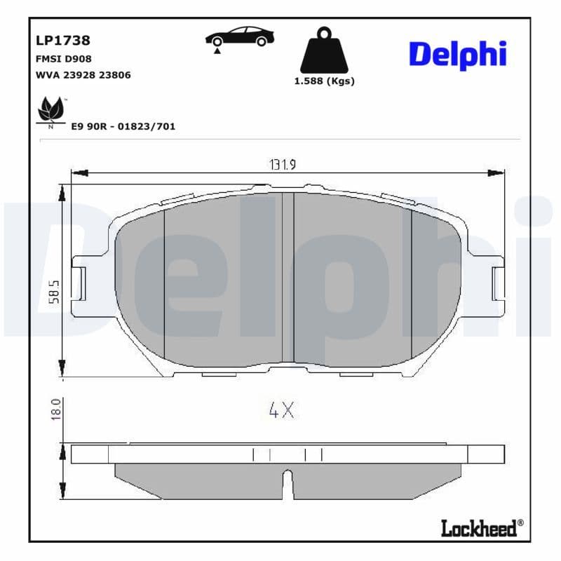 set placute frana,frana disc DELPHI LP1738