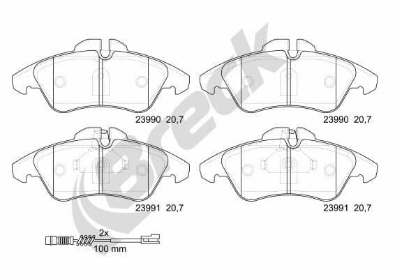 set placute frana,frana disc BRECK 23990 00 703 10
