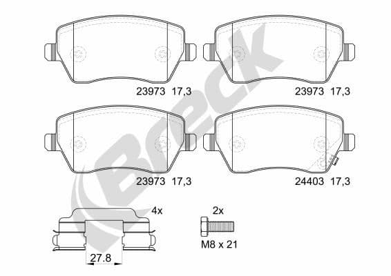 set placute frana,frana disc BRECK 23973 00 702 10