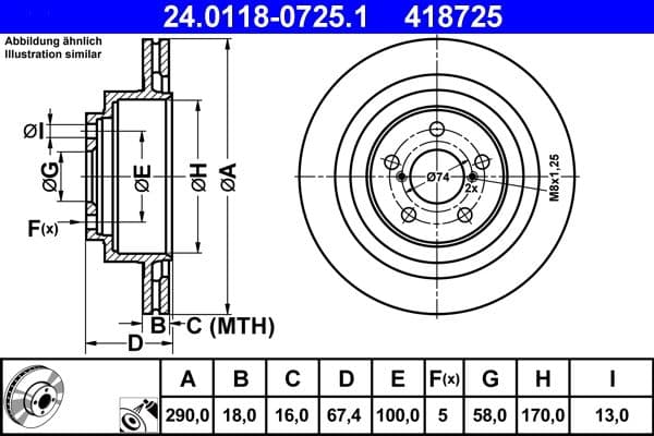 Disc frana ATE 24.0118-0725.1