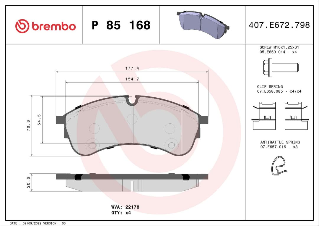 set placute frana,frana disc BREMBO PRIME LINE P 85 168