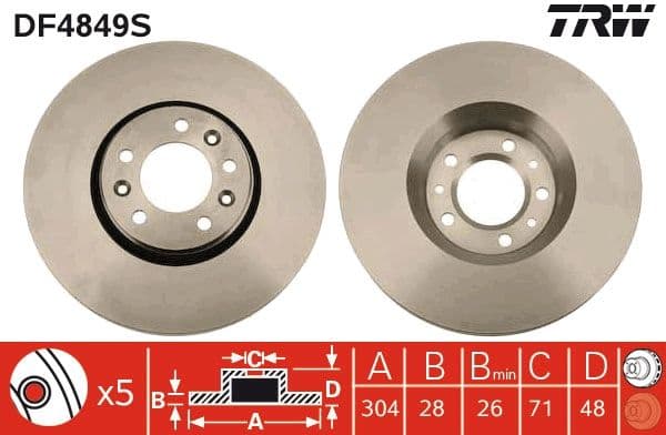Disc frana TRW SINGLE DF4849S