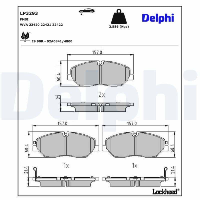 set placute frana,frana disc DELPHI LP3293