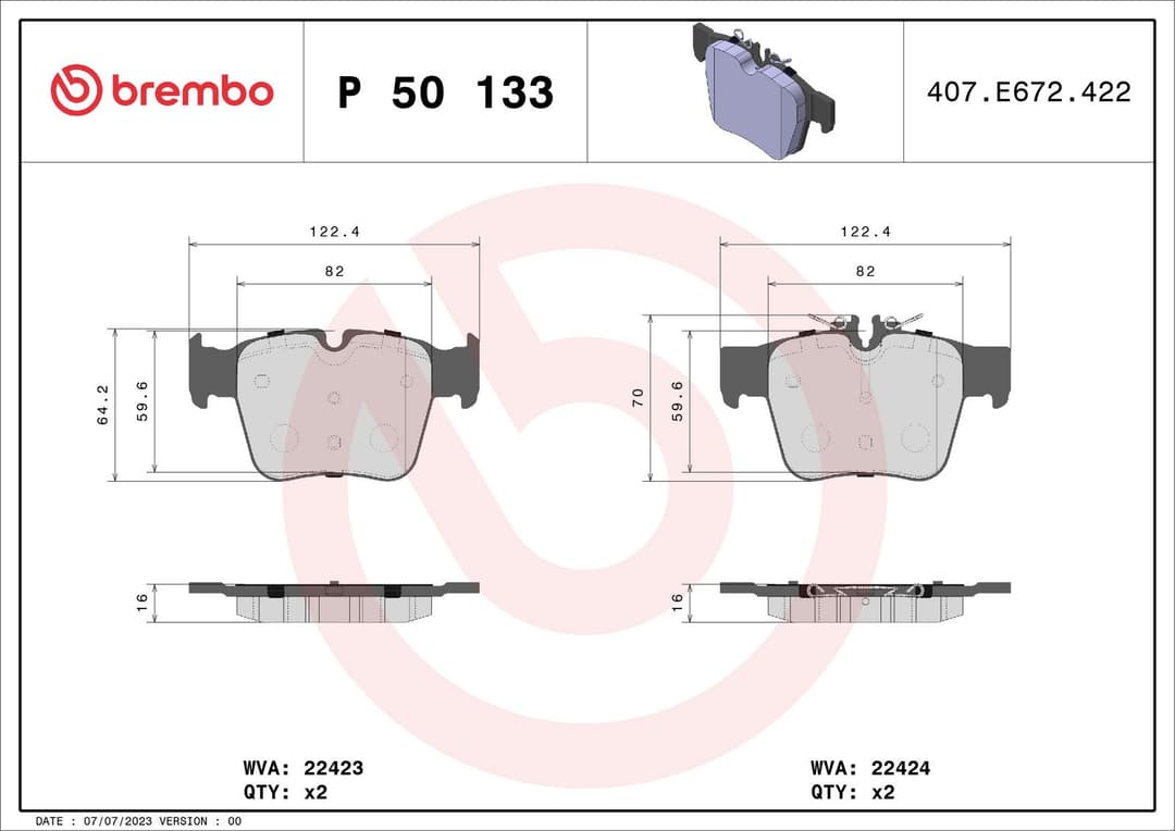 set placute frana,frana disc BREMBO PRIME LINE P 50 133