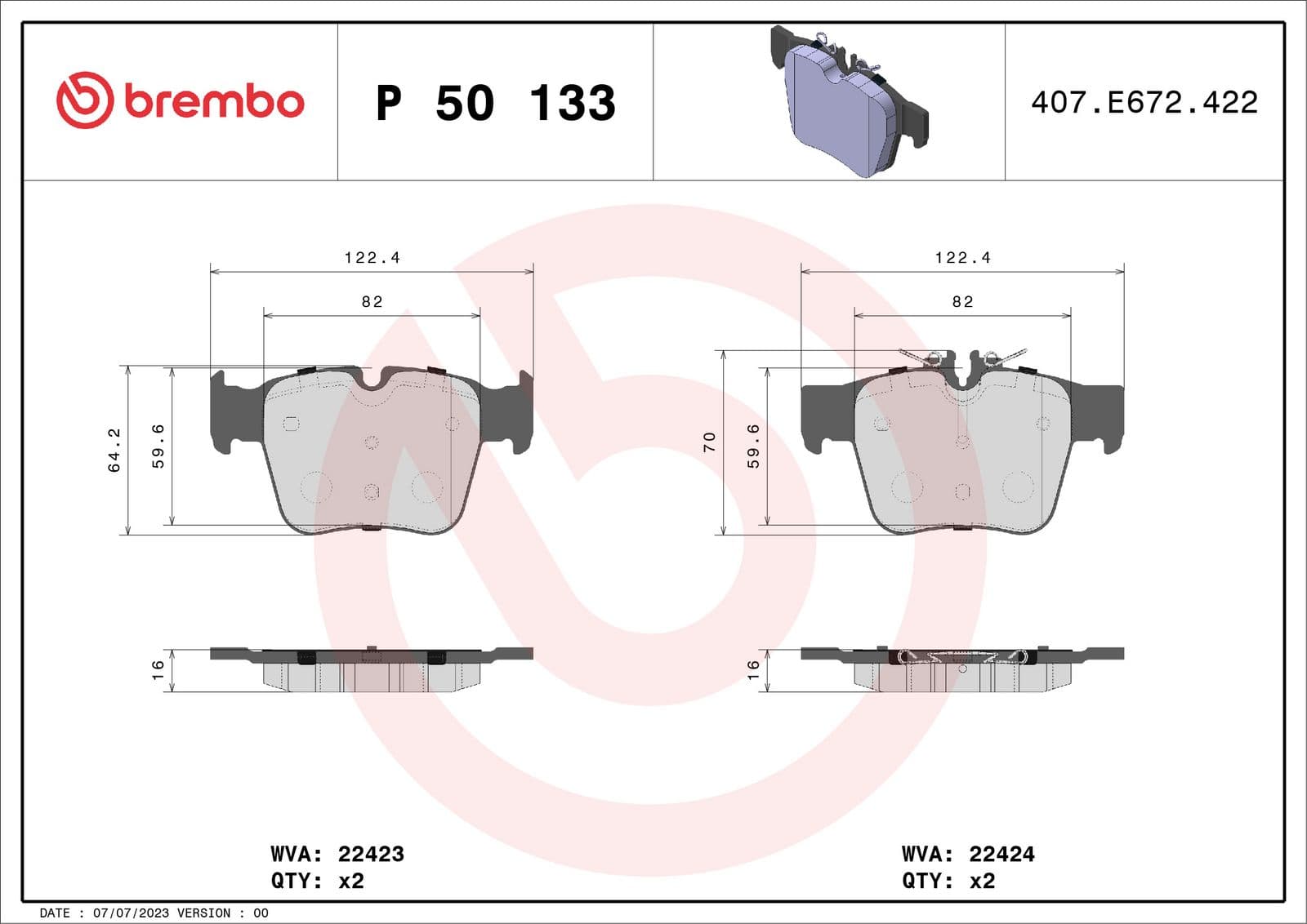 set placute frana,frana disc BREMBO PRIME LINE P 50 133