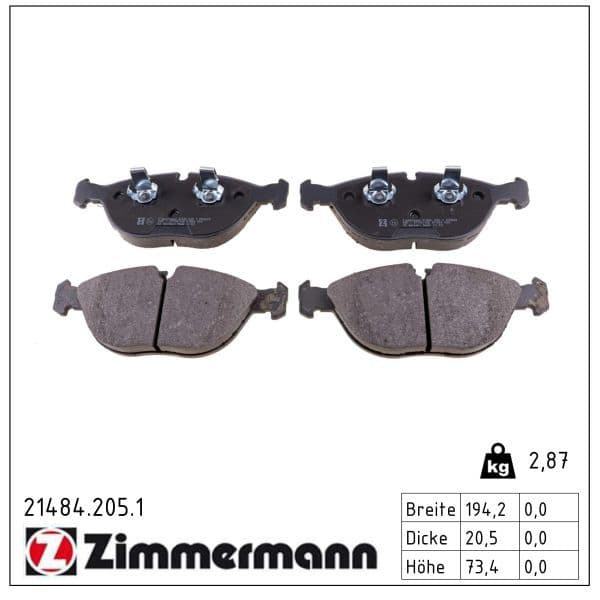 set placute frana,frana disc ZIMMERMANN 21484.205.1