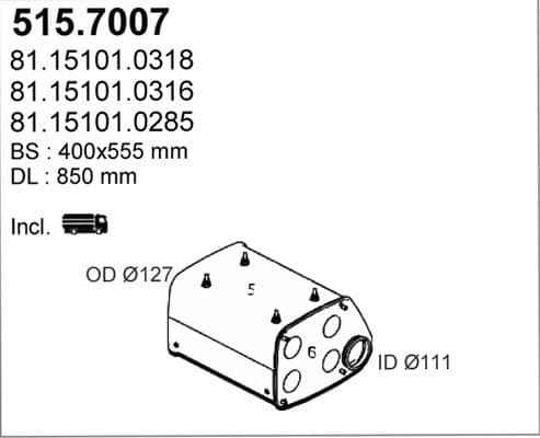Amortizor zgomot mijloc/spate ASSO 515.7007