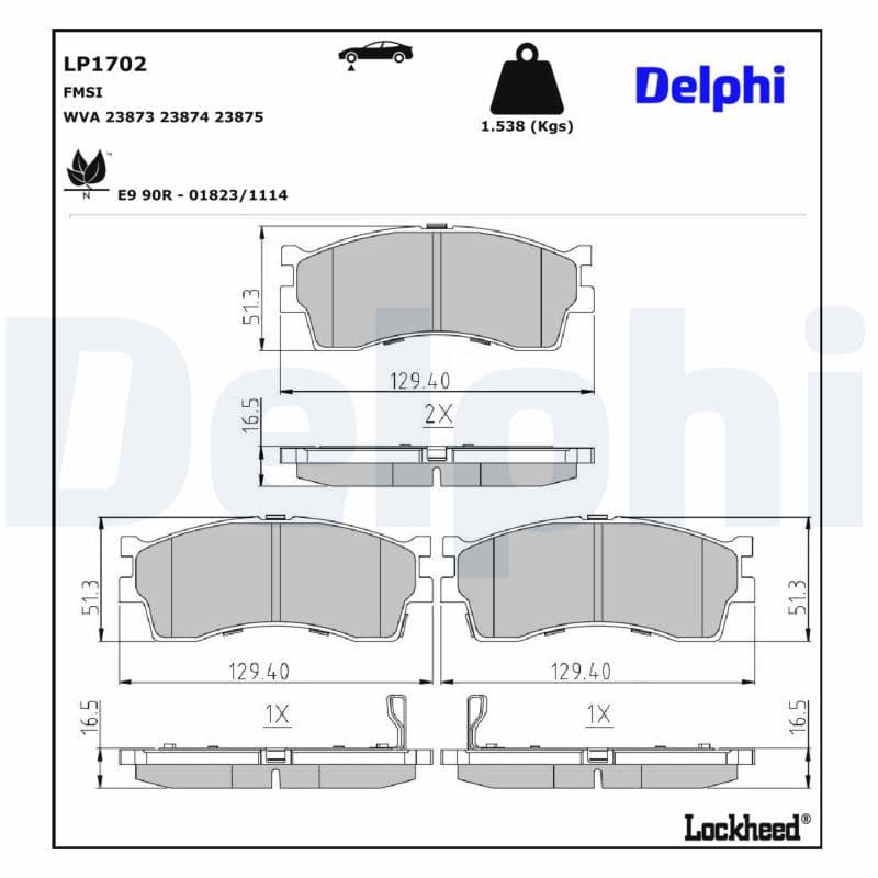 set placute frana,frana disc DELPHI LP1702