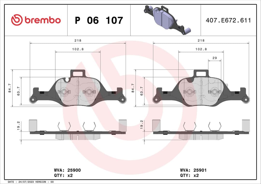 set placute frana,frana disc BREMBO PRIME LINE P 06 107