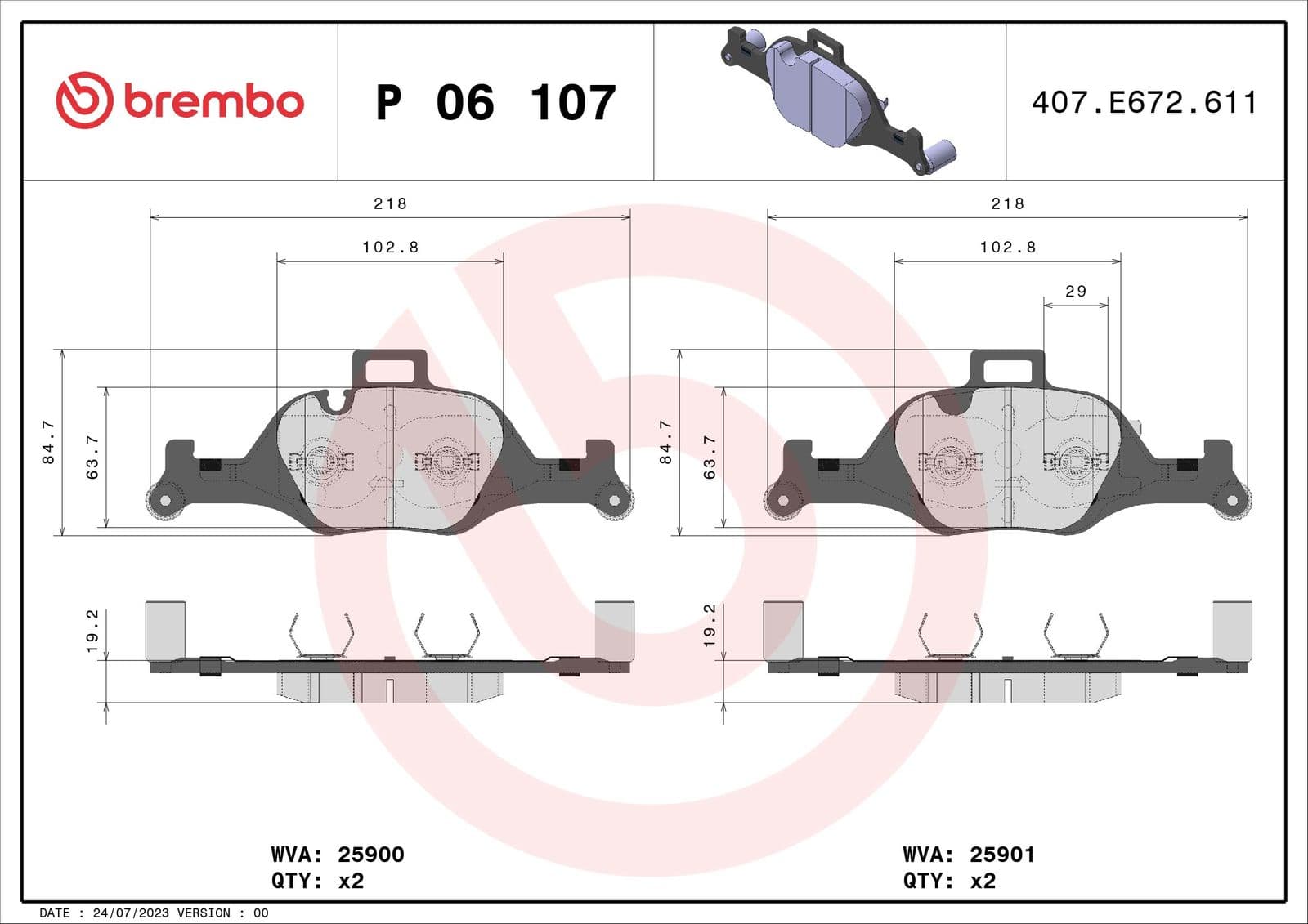 set placute frana,frana disc BREMBO PRIME LINE P 06 107