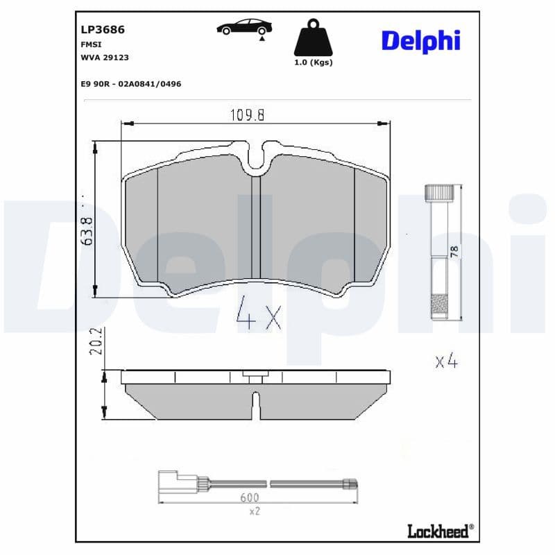 set placute frana,frana disc DELPHI LP3686