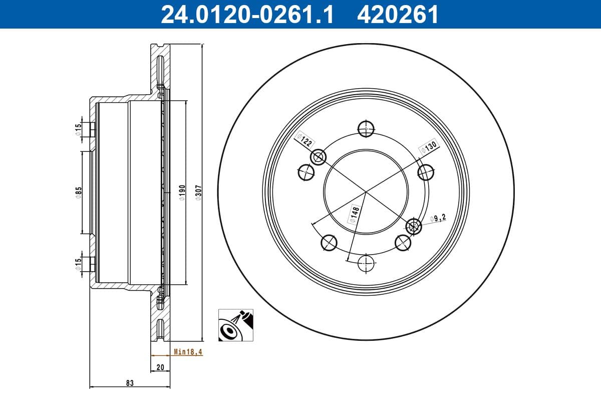 Disc frana ATE 24.0120-0261.1