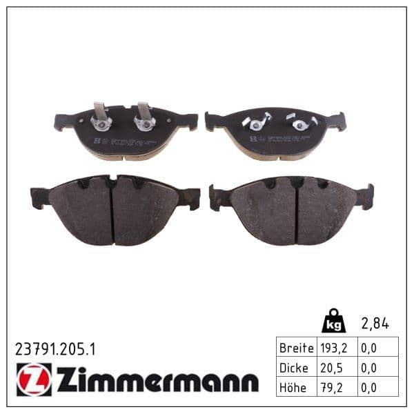 set placute frana,frana disc ZIMMERMANN 23791.205.1