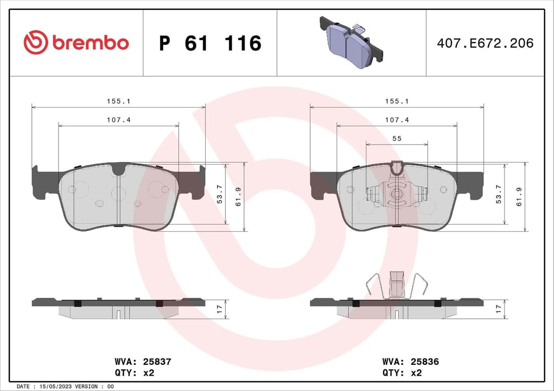 set placute frana,frana disc BREMBO PRIME LINE P 61 116