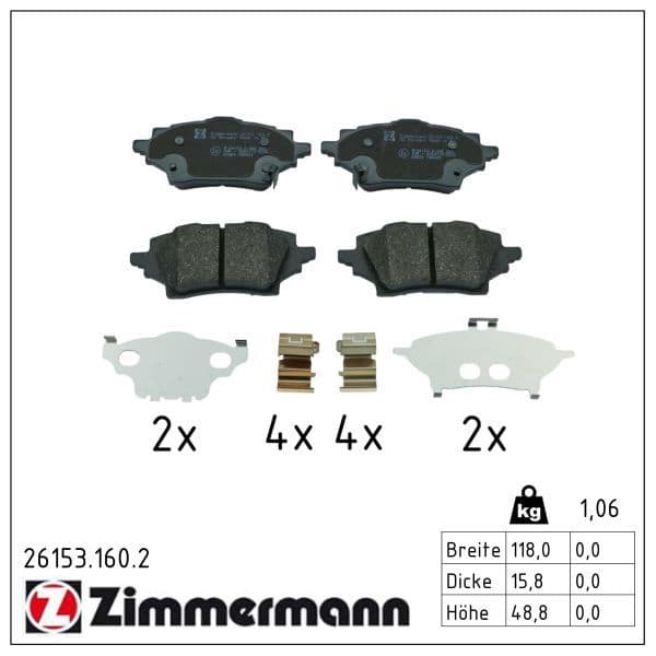 set placute frana,frana disc ZIMMERMANN 26153.160.2