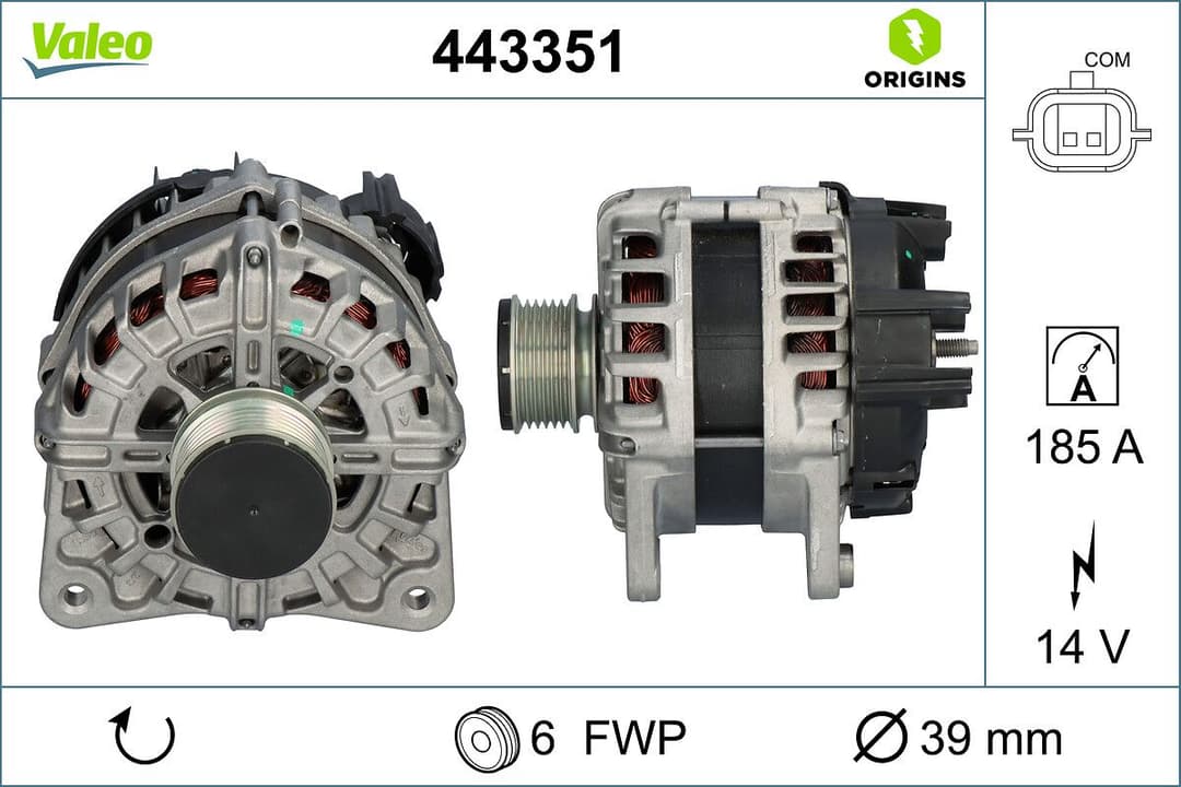 Generator / Alternator VALEO ORIGINS NEW OE TECHNOLOGY 443351