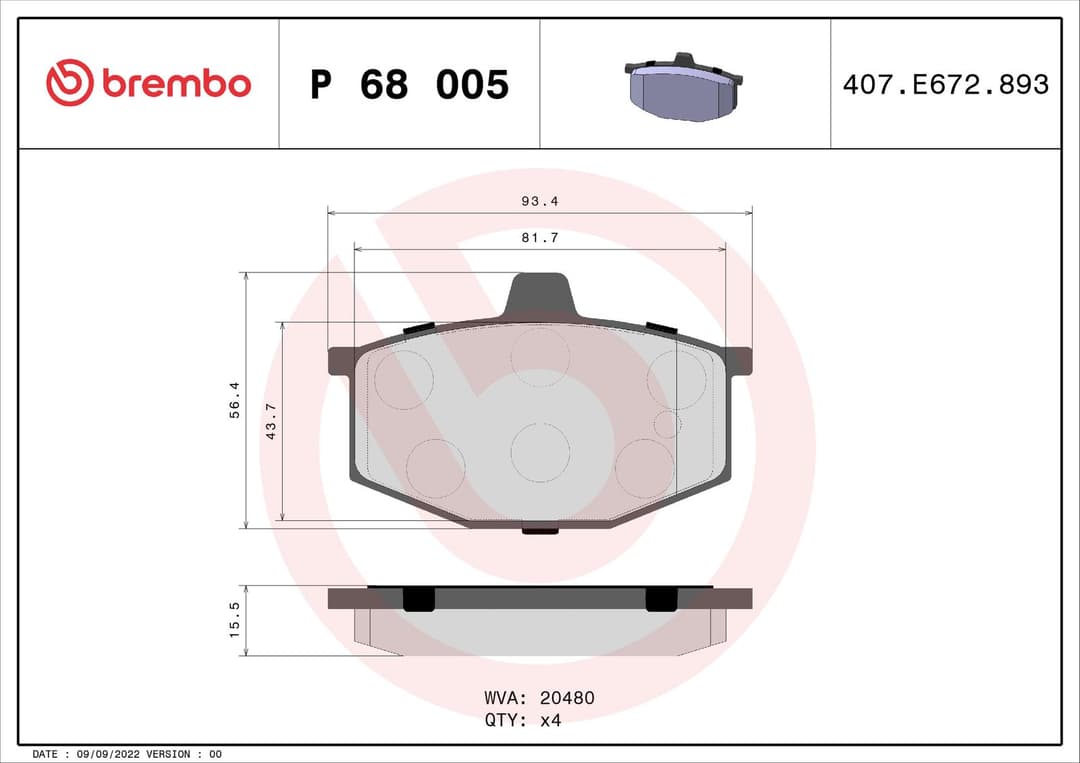 set placute frana,frana disc BREMBO PRIME LINE P 68 005