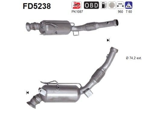 Filtru funingine/particule, sist.de esapament AS FD5238